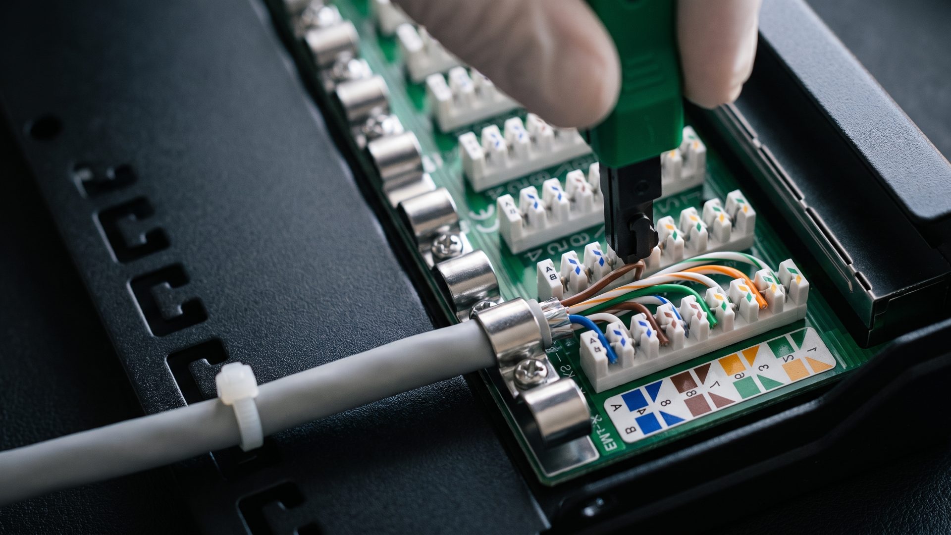 Kupferverkabelung mit Cat 6a am Arbeitsplatz im Unternehmen